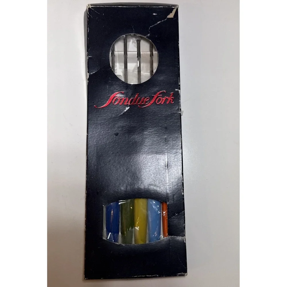 Vintage Fondue‎ Forks / Set of 6 Stainless Steel with Plastic Handles / Japan